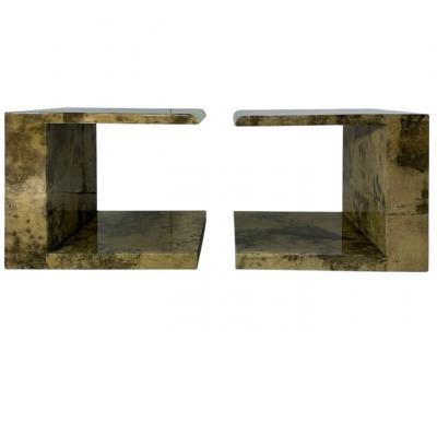 Enrique Garcel Enrique Garcel Lacquered Goatskin Side End Tables 1991