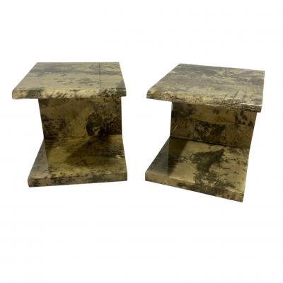 Enrique Garcel Enrique Garcel Lacquered Goatskin Side End Tables 1991