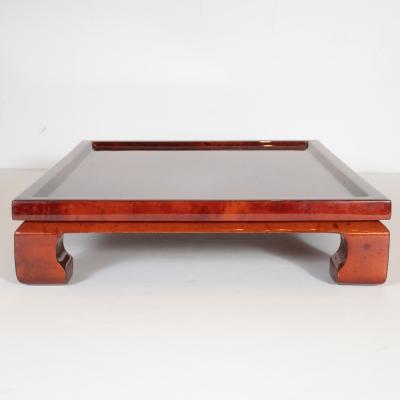 Enrique Garcel Enrique Garcel Mid Century Modern Lacquered Goatskin Pagoda Style Bar Tray