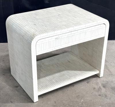 Enrique Garcel Enrique Garcel Tessellated Bone Waterfall Side End Table 1970