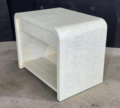Enrique Garcel Enrique Garcel Tessellated Bone Waterfall Side End Table 1970