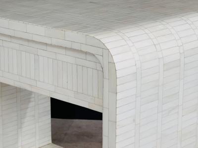 Enrique Garcel Enrique Garcel Tessellated Bone Waterfall Side End Table 1970