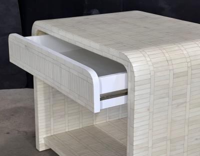 Enrique Garcel Enrique Garcel Tessellated Bone Waterfall Side End Table 1970
