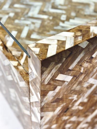 Enrique Garcel Enrique Garcel Tessellated Horn Side End Table 1970