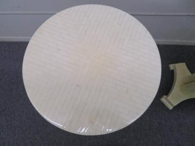 Enrique Garcel Gorgeous Pair of Enrique Garcel Bone Neoclassical Side End Tables Mid Century