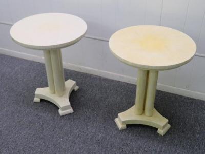 Enrique Garcel Gorgeous Pair of Enrique Garcel Bone Neoclassical Side End Tables Mid Century