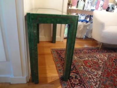 Enrique Garcel Green Lacquer and Brass Console Table