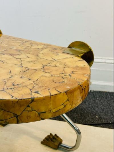 Enrique Garcel INTERESTING MODERNIST WOOD AND CHROME BRASS BENCH