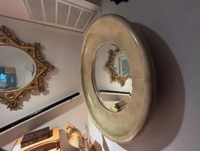 Enrique Garcel Karl Springer Style Goatskin Beveled Mirror