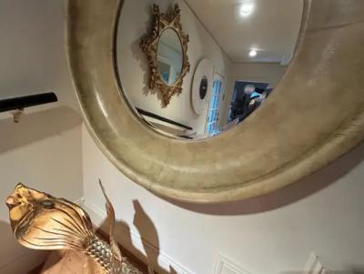 Enrique Garcel Karl Springer Style Goatskin Beveled Mirror