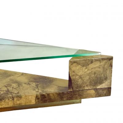 Enrique Garcel Lacquered Goatskin Triangular Coffee Table 1991