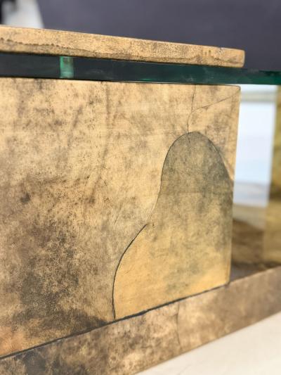 Enrique Garcel Lacquered Goatskin Triangular Coffee Table 1991