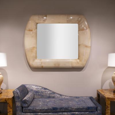 Enrique Garcel Large and Exceptional Artisan Mirror in Lacquered Goatskin 1988