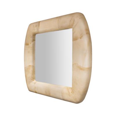 Enrique Garcel Large and Exceptional Artisan Mirror in Lacquered Goatskin 1988