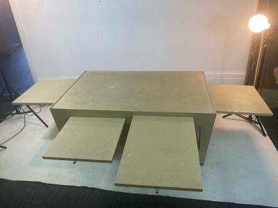 Enrique Garcel MODERN LINEN EXTENDING SHELVES COFFEE TABLE