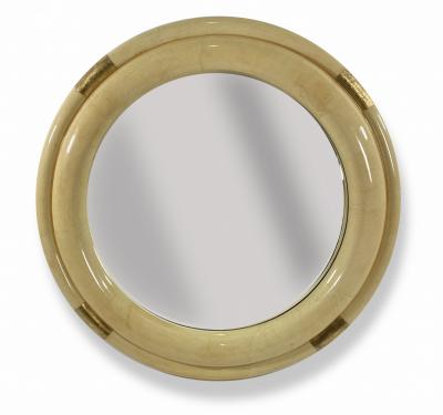 Enrique Garcel Parchment and Gilded Circular Mirror