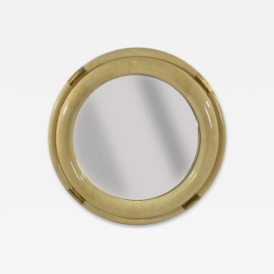Enrique Garcel Parchment and Gilded Circular Mirror