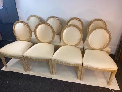 Enrique Garcel SUITE OF EIGHT ENRIQUE GARCEL ART DECO REVIVAL DINING CHAIRS