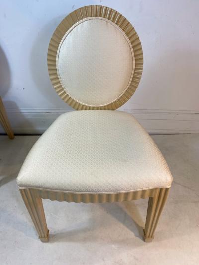 Enrique Garcel SUITE OF EIGHT ENRIQUE GARCEL ART DECO REVIVAL DINING CHAIRS