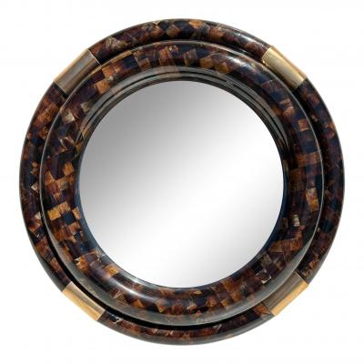 Enrique Garcel Tessellated Horn Round Bullnose Mirror