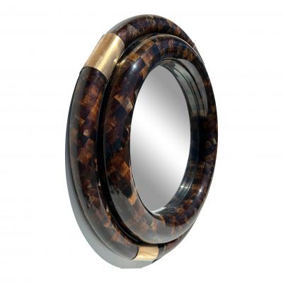 Enrique Garcel Tessellated Horn Round Bullnose Mirror