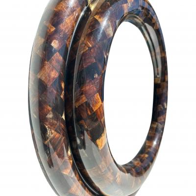 Enrique Garcel Tessellated Horn Round Bullnose Mirror