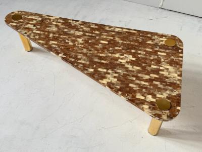 Enrique Garcel Tessellated Horn and Brass Coffee Table 1970