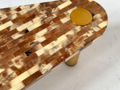 Enrique Garcel Tessellated Horn and Brass Coffee Table 1970