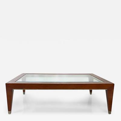 Enrique Garcel Vintage Enrique Garcel Mahogany Coffee Table with Inset Beveled Glass Top