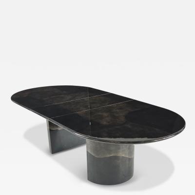 Enrique Garcel for Jimeco Black Goatskin Knife Edge Dining Table 1970