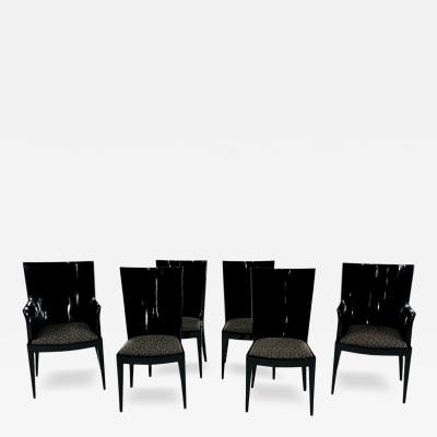Enrique Garcel for Jimeco Black Lacquered Dining Chairs Columbia 1970