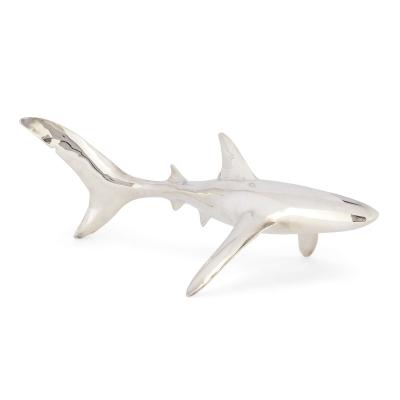 Enrique Jolly Mexican 20th century silver plated shark sculpture by Enrique Jolly