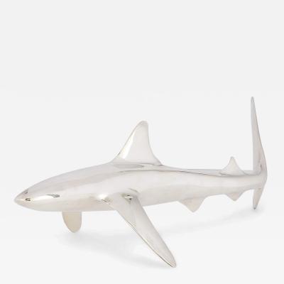 Enrique Jolly Mexican 20th century silver plated shark sculpture by Enrique Jolly