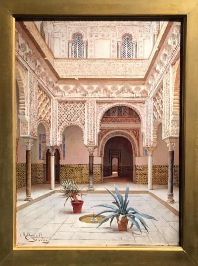 Enrique Roldan In the Courtyard the Alcazar of Seville