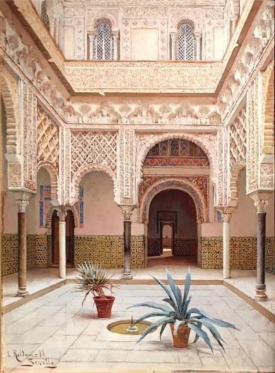 Enrique Roldan In the Courtyard the Alcazar of Seville