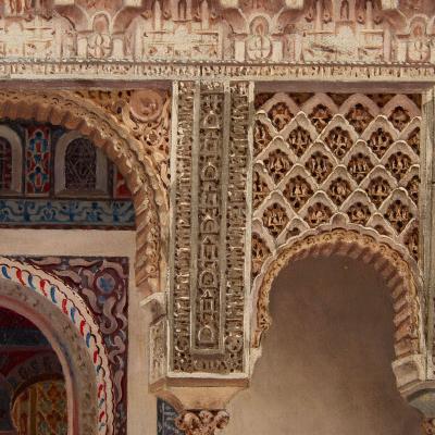Enrique Roldan Orientalist Oil Painting of the Alc zar of Seville by Enrique Rold n