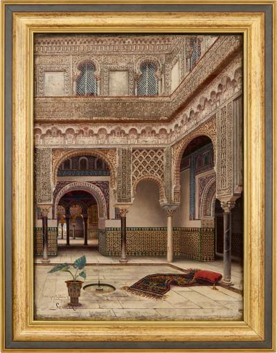 Enrique Roldan Orientalist Oil Painting of the Alc zar of Seville by Enrique Rold n