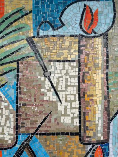 Enzo Gallo Enzo Gallo Monumental Marble Stone Mosaic Wall Sculpture