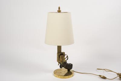 Enzo Missoni Pair of bronze gun lamps by Enzo Missoni