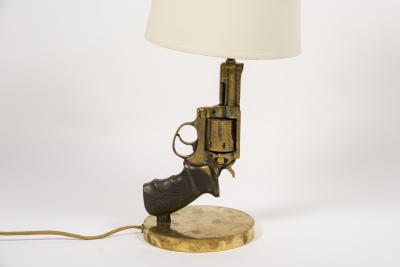 Enzo Missoni Pair of bronze gun lamps by Enzo Missoni