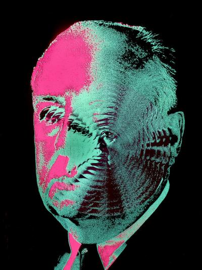 Enzo Ragazzini Alfred Hitchcock Pop Art Photograph in Pink and Blue from the 1960s