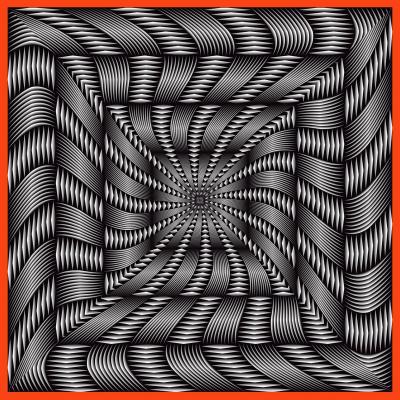 Enzo Ragazzini Untitled Black and White Op Art Print with Red Frame