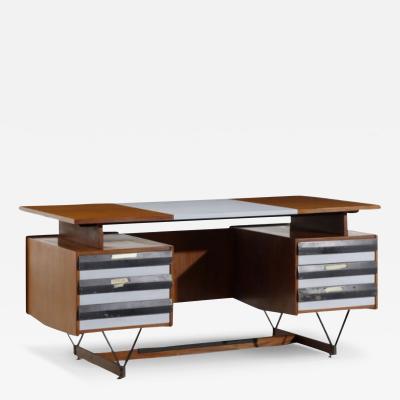 Enzo Strada 1960s Enzo Strada 65 teak and metal desk Italy