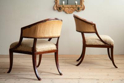 Ephraim Stahl 19th c Gustavian Barrel Back Armchairs
