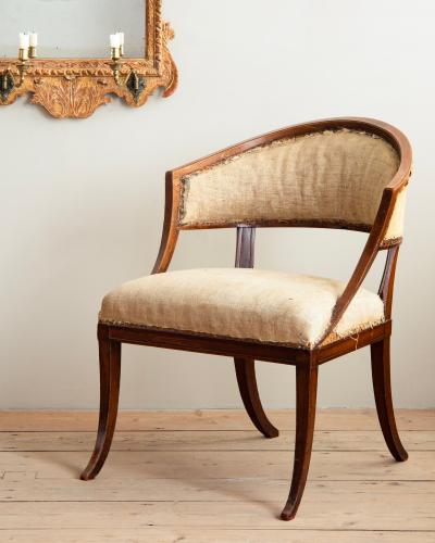 Ephraim Stahl 19th c Gustavian Barrel Back Armchairs
