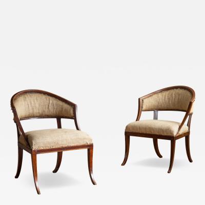 Ephraim Stahl 19th c Gustavian Barrel Back Armchairs