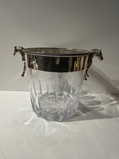 Equestrian Silver and Crystal Champagne Cooler