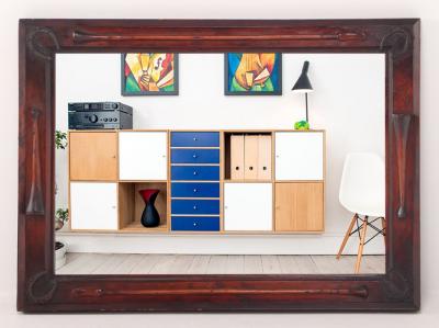 Equestrian themed carved walnut mirror for the horse lover circa 1900 