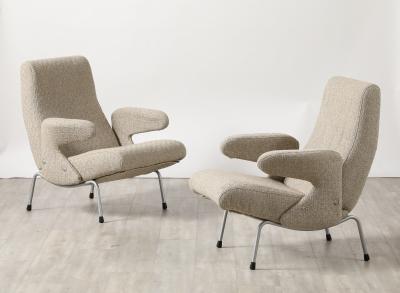 Erberto Carboni Erberto Carboni Delfino Pair of Lounge Chairs for Arflex 1954