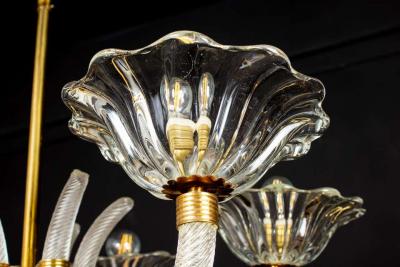 Ercole Barovier Art Deco Brass Mounted Murano Glass Chandelier by Ercole Barovier 1940